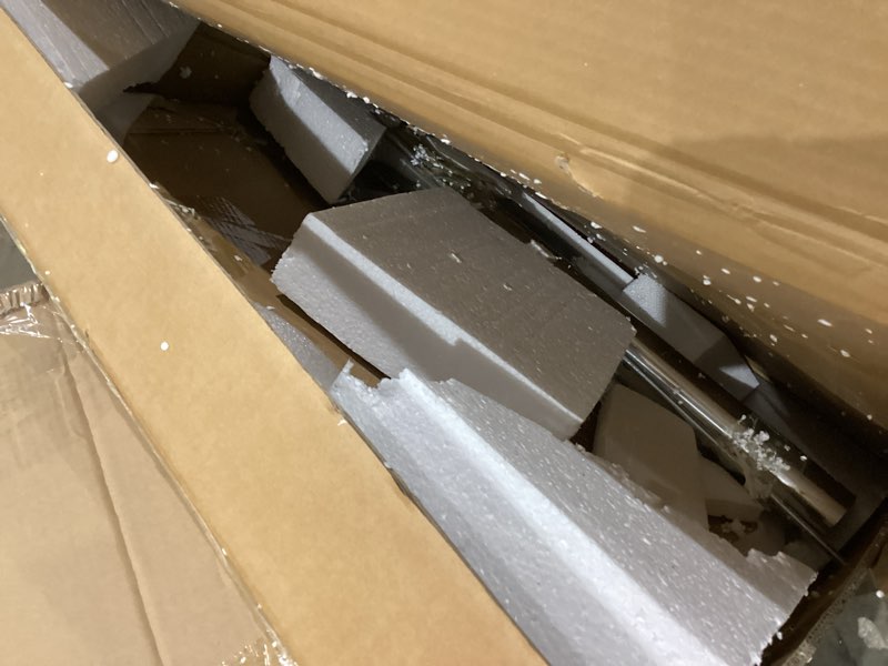 Condition photo showing As Is for 31.2" round glass dining table, modern circular, sturdy base and perfect for 2-4 seat, bistro style for dining room, living room, balcony, cafe 80cm