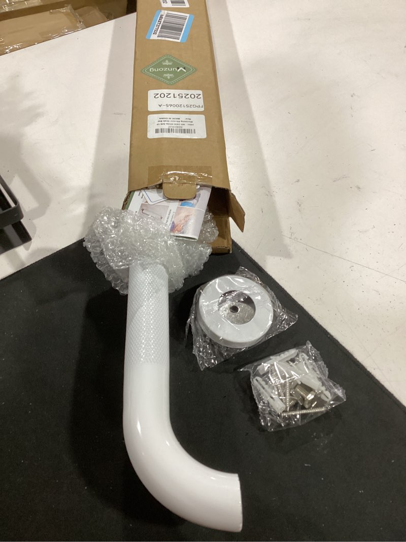 Condition photo showing New/Like New for 24 inch anti slip shower grab bar oil rubbed white 1.25" diameter,munzong bathroom grab bar, knurled bathroom balance bar,safety hand rail support handicap elderly senior assist bath handle 24 inch white