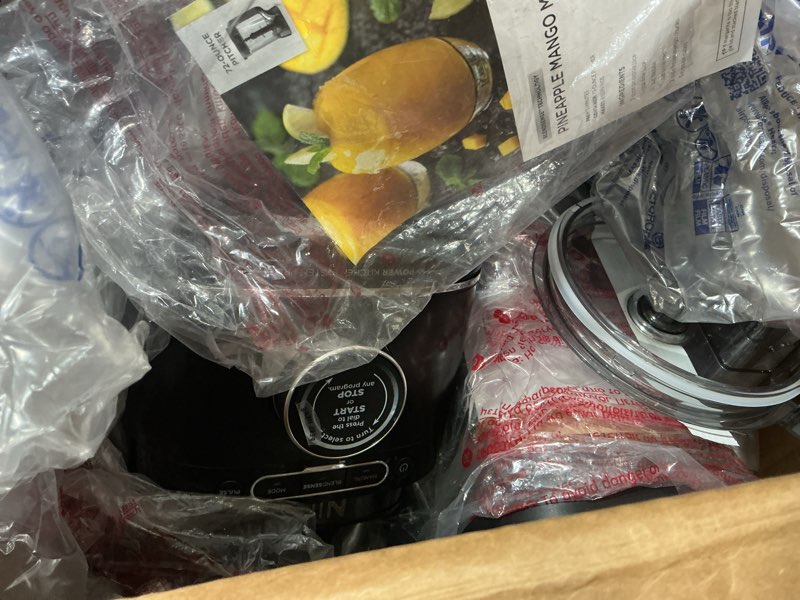 Condition photo showing As Is for ninja kitchen system | food processor & blender with blendsense technology | 8-cup bowl & 24-oz. to-go cup | for smoothies, cookie dough, salsa & more | 1800-peak-watt | black | tb401 blender + bowl + (1) 24-oz. cup