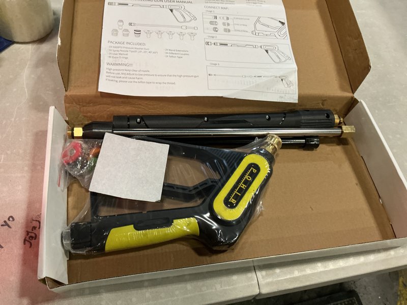 Condition photo showing Good Condition for pohir 5000psi pressure washer gun, 40 inch adjustable length with 3/8" swivel plug & m22-14/15mm fitting & 5 nozzle tips, power washing gun with wand extension (5000psi gun)