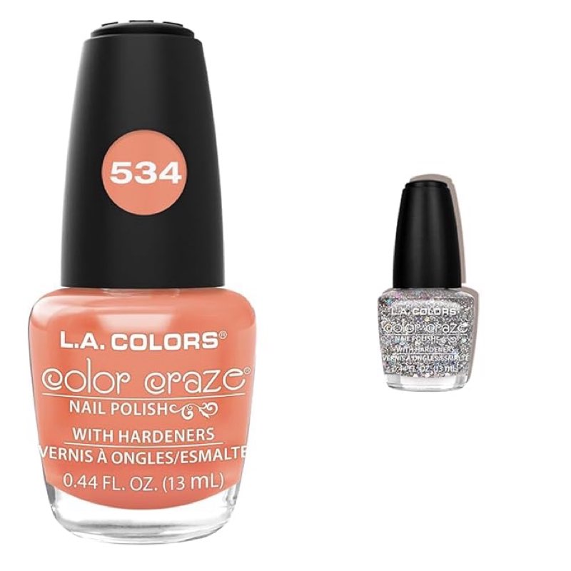 L.A. COLORS Color Craze Nail Polish Bundle with Hottie 0.44 fl. oz. and Cocktail 0.44 fl. oz.