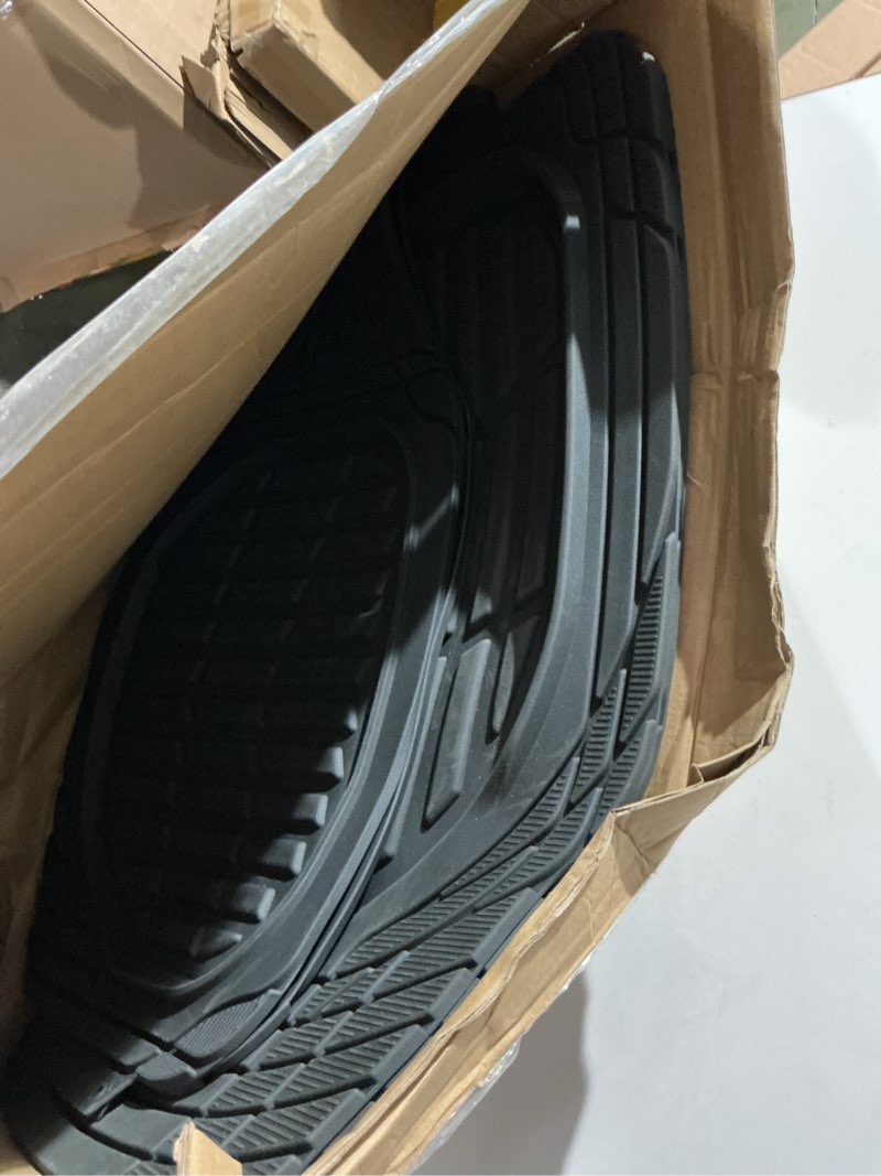 Condition photo showing Brand New for Motor Trend FlexTough Floor Mats for Cars, Black Deep Dish All-Weather Mats, Waterproof Trim-To Fit Automotive Floor Mats for Cars Trucks SUV, Universal Floor Liner Car Accessories