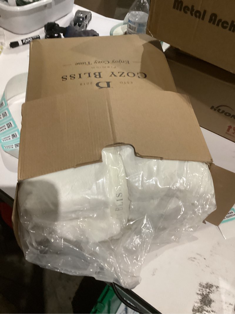 Condition photo showing New/Like New for Cozy Bliss Fluffy Faux Fur Blanket King Size for Bed, Fuzzy Soft Striped Plush Blanket, Thick Throw for Bedroom Couch Gift, 108x90 Inches Cream White Cream White King(108" x 90")