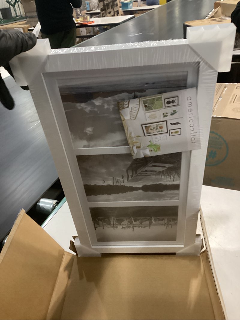 Condition photo showing New/Like New for Americanflat 8x16 Collage Picture Frame with Three 5x7 Displays in White- Composite Wood with Shatter Resistant Glass - Horizontal and Vertical Formats for Wall