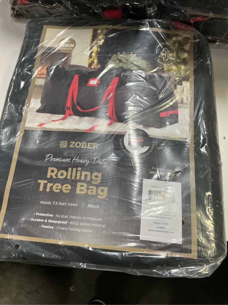 Condition photo showing New/Like New for zober 600d oxford fabric rolling christmas tree storage bag - fits 7.5 ft artificial trees - waterpr
