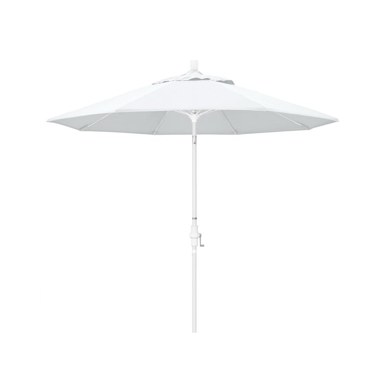 california umbrella 9' round aluminum pole fiberglass rib market umbrella white