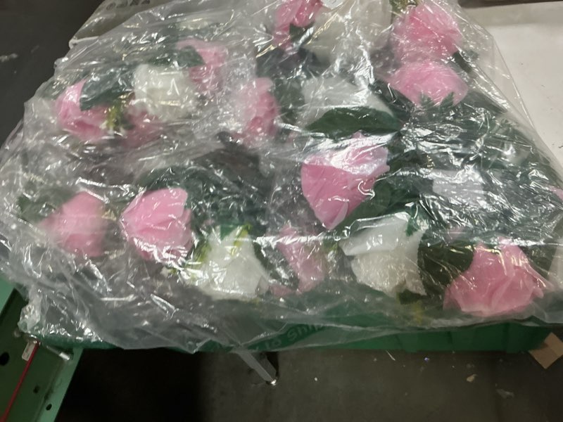 Condition photo showing Good Condition for nuptio flower centerpieces for wedding tables: 6 pcs pink & white artificial flower ball arrangement for weddings party - fake floral rose for birthday bridal shower decorations