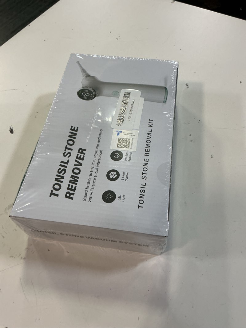 Condition photo showing New/Like New for electric tonsil stone remover vacuum – 8 suction levels with led light, safety pause button & oral protection | high-precision tonsil stone removal kit with 13 attachments for painless cleaning white