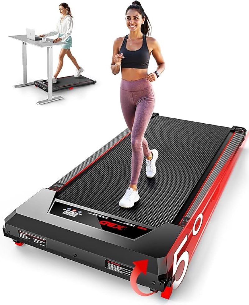 Walking Pad with Incline,XBD Under Desk Treadmill for Home Small Office,2.5HP Low Noise Portable Treadmill with 330 Lbs Capacity,Remote Control and LED Display