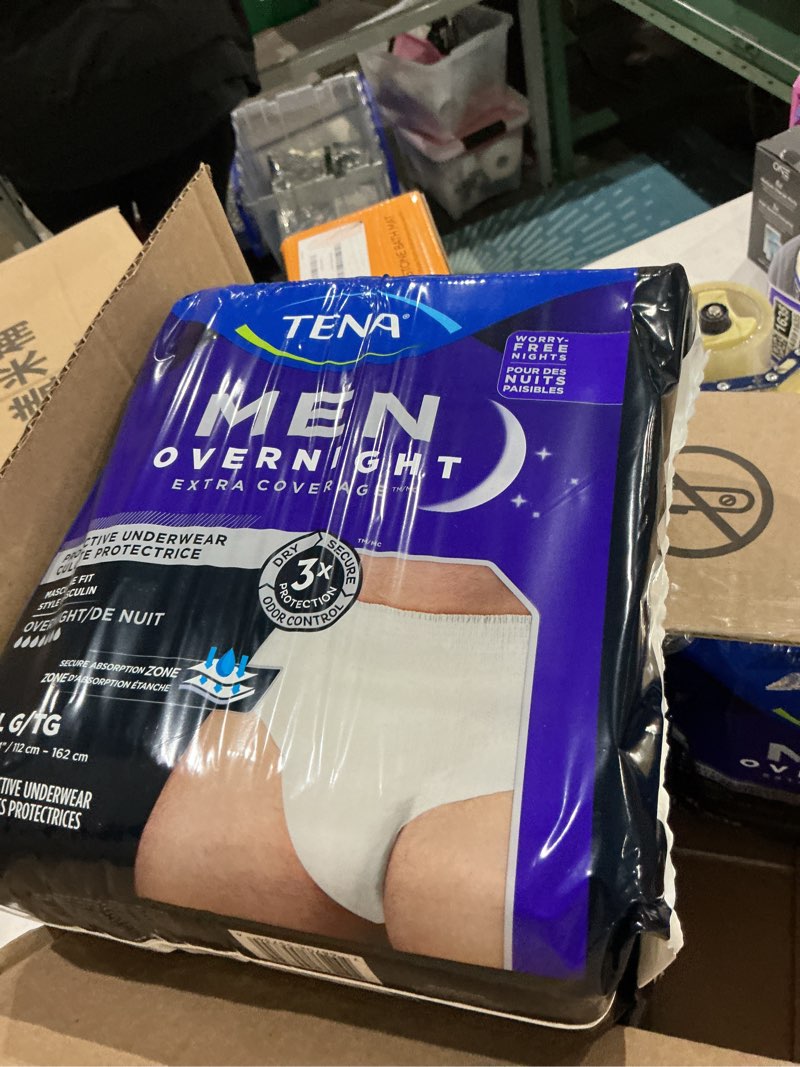 tena men overnight underwear, extra coverage, l/xl, 48 count