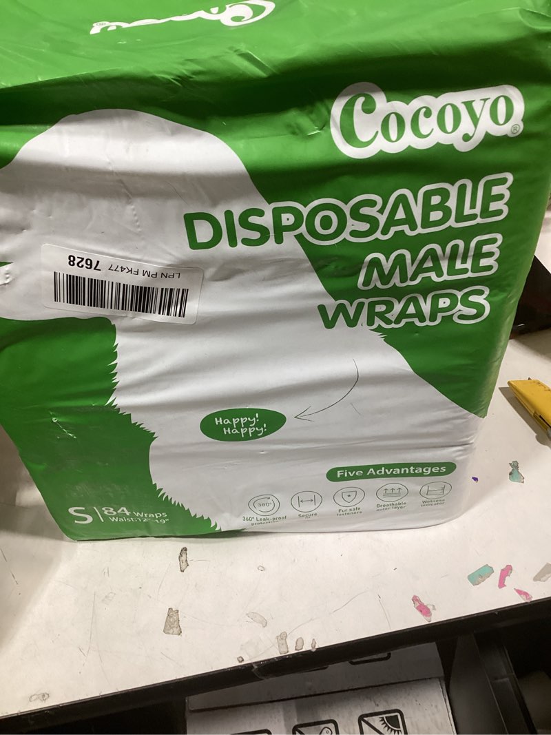 Condition photo showing New/Like New for COCOYO Disposable Male Dog Wraps, Small Size, 84 Count, Super Absorbent, Breathable, Wetness Indicator
