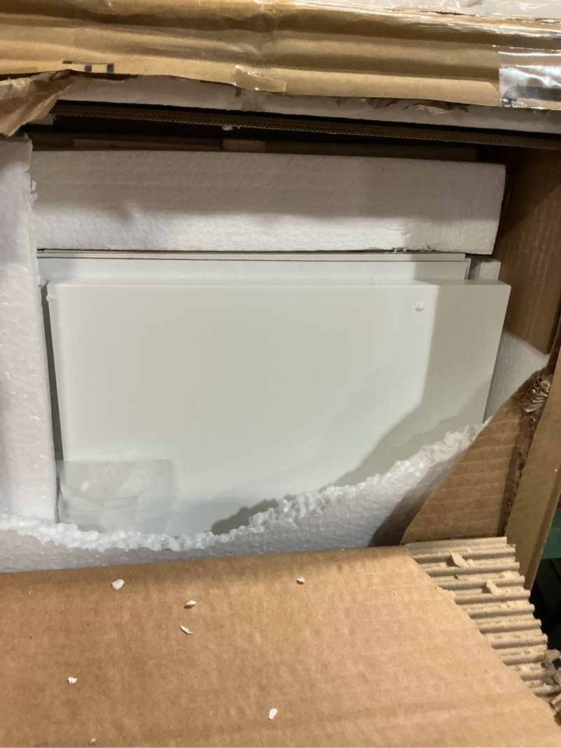 Condition photo showing Good Condition for ChooChoo Bathroom Floor Cabinet, Modern Bathroom Storage Cabinet with 4 Doors and Adjustable Shelves, Freestanding Cupboard for Living Room, White White 11.81"D x 23.62"W x 43.31"H