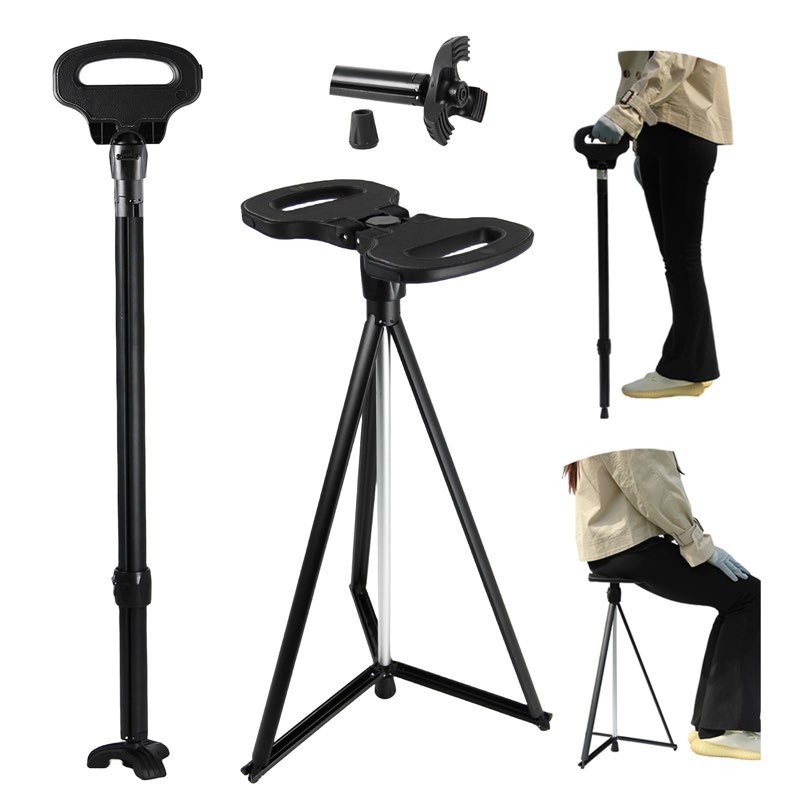 walking cane with seat for men women, lightweight anti-slip walking stick wi...