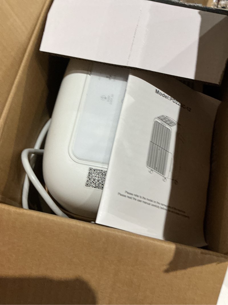 Condition photo showing As Is for knka 2500 sq.ft dehumidifier for basement with drain hose max 34 pints, dehumidifiers for home, bedroom, bathroom, large room, three modes, intelligent humidity control, dry clothes, 24hr timer