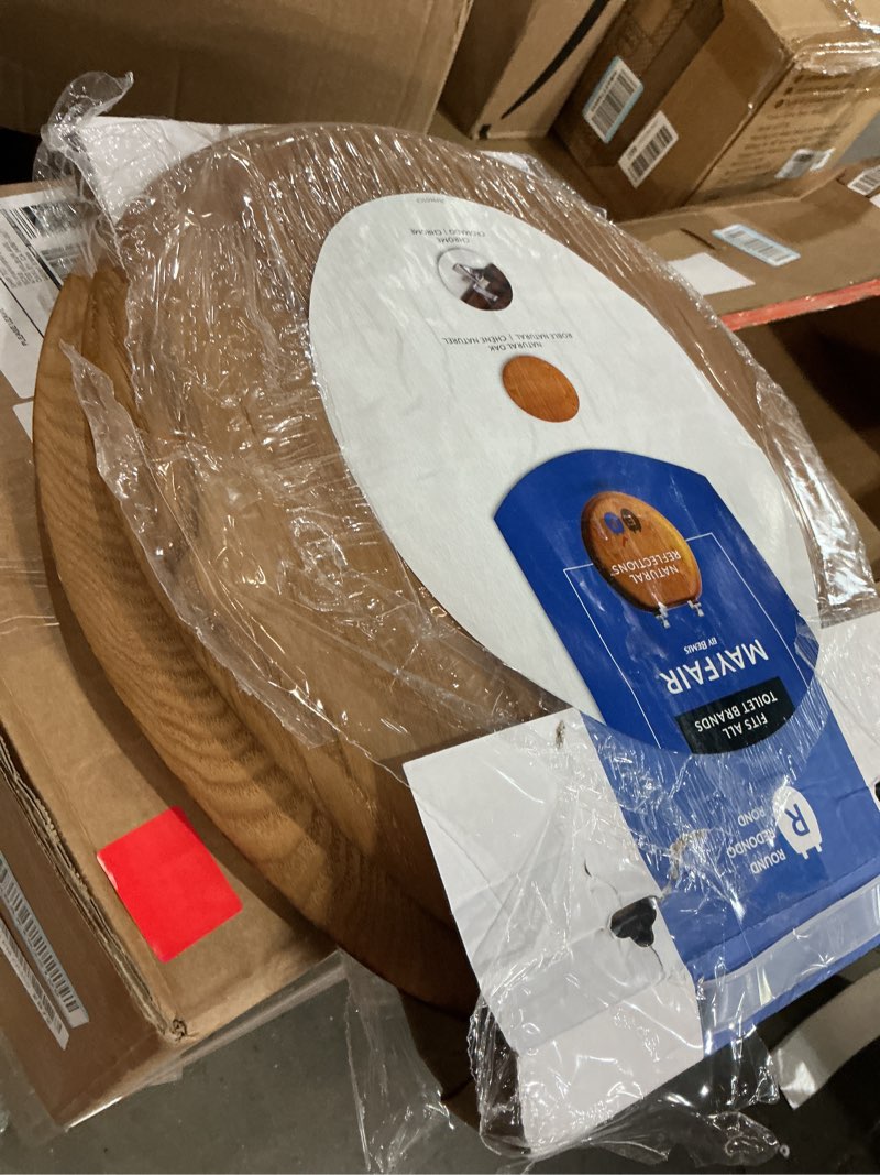 Condition photo showing Good Condition for Mayfair 9601CP-378 16.5  Standard Round Natural Oak Veneer Toilet Seat
