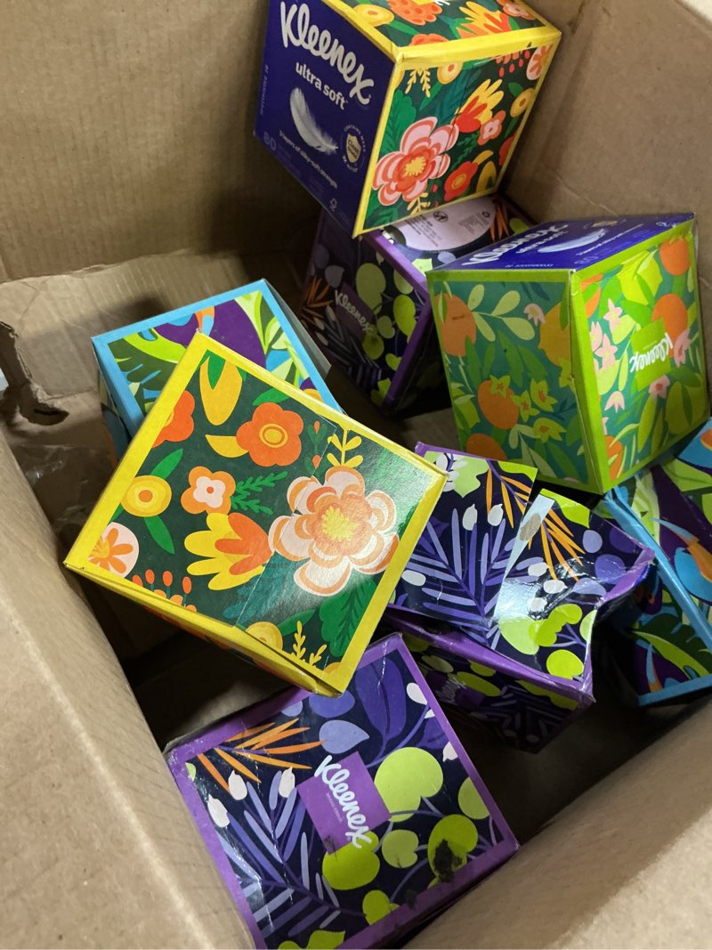 Condition photo showing Good Condition for Kleenex Ultra Soft Facial Tissues, 8 Cube Boxes, 80 Tissues per Box, 3-Ply, Packaging May Vary White 80 Tissues (Pack of 8)