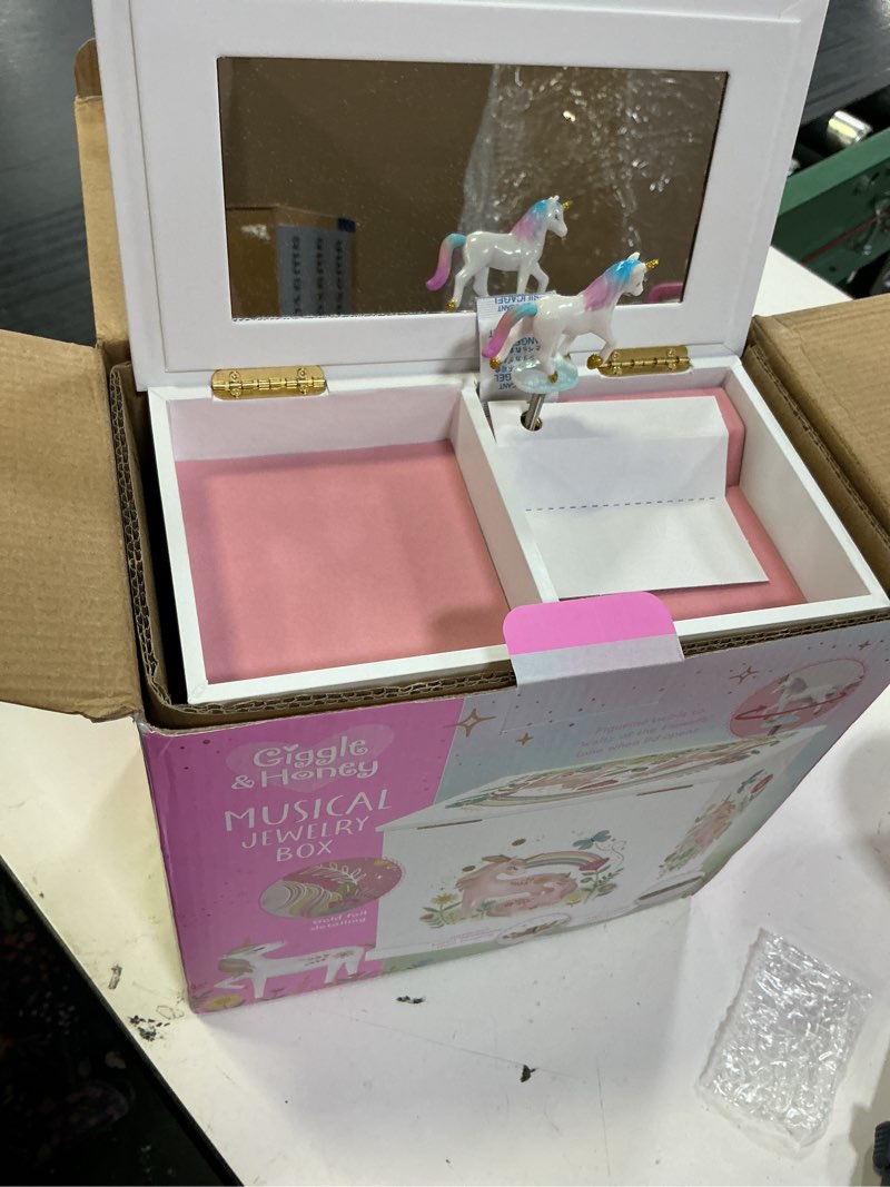 Condition photo showing Good Condition for giggle & honey® unicorn musical jewelry box for girls unicorn toys for girls age 4-6 kids jewelry box with drawers floral unicorn