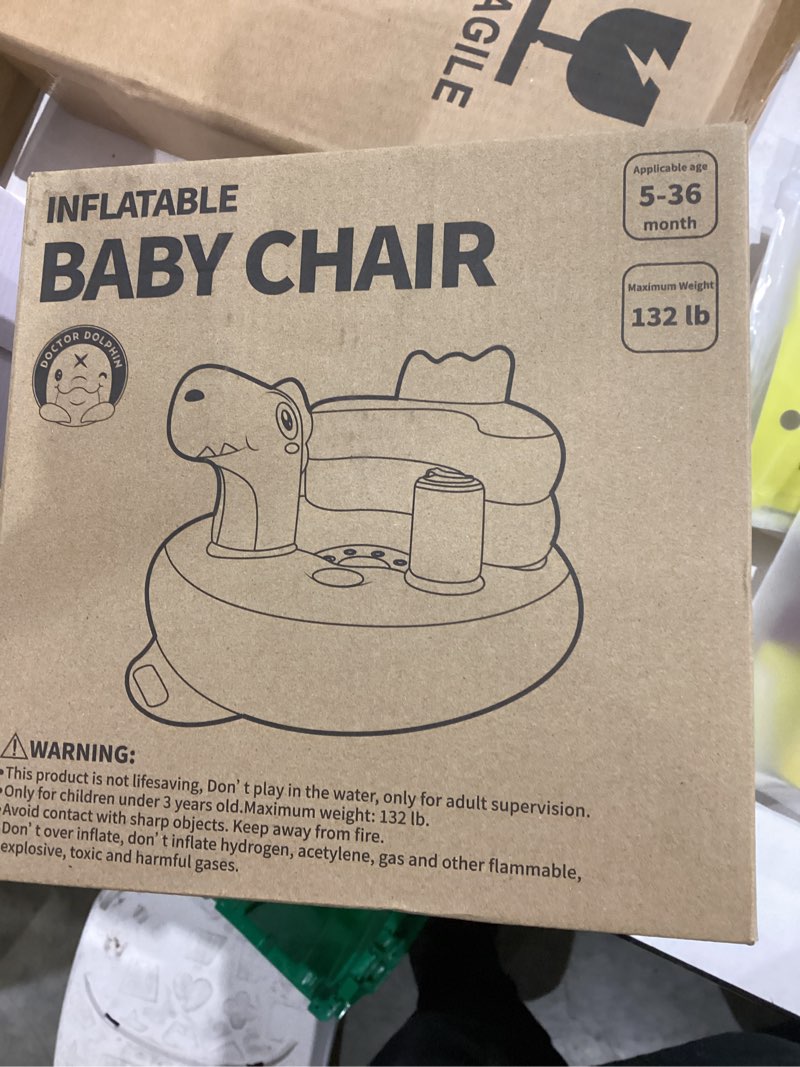 Condition photo showing New/Like New for Baby Seat Inflatable Infant Floor Seat Toddler Chair Support Sitting Up Built in Air Pump with Tinkling Bells for 5-36 Months Home and Travel (Green)