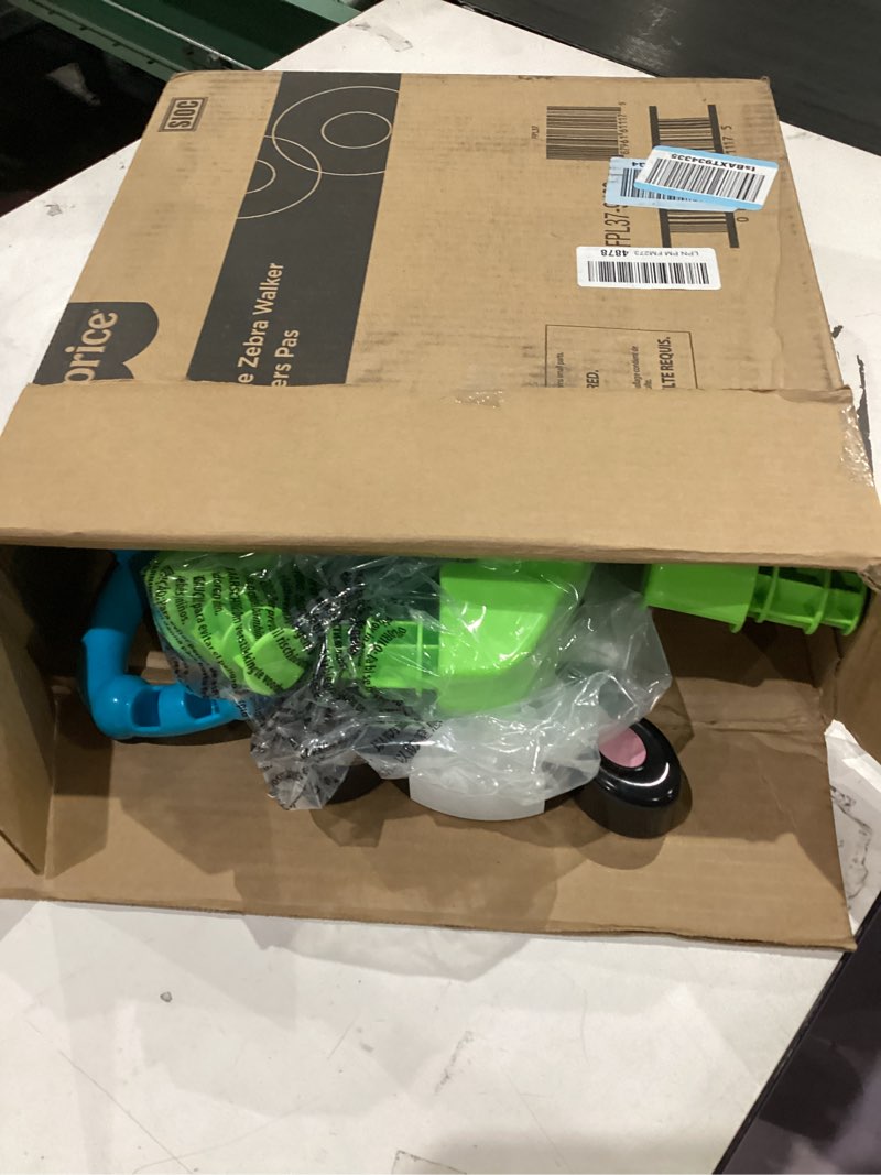 Condition photo showing As Is for Fisher-Price Baby Push Toy Learn with Me Zebra Walker Musical Learning Activity with Lights & Fine Motor Play for Infants Ages 6+ Months (Amazon Exclusive) Frustration-Free Packaging