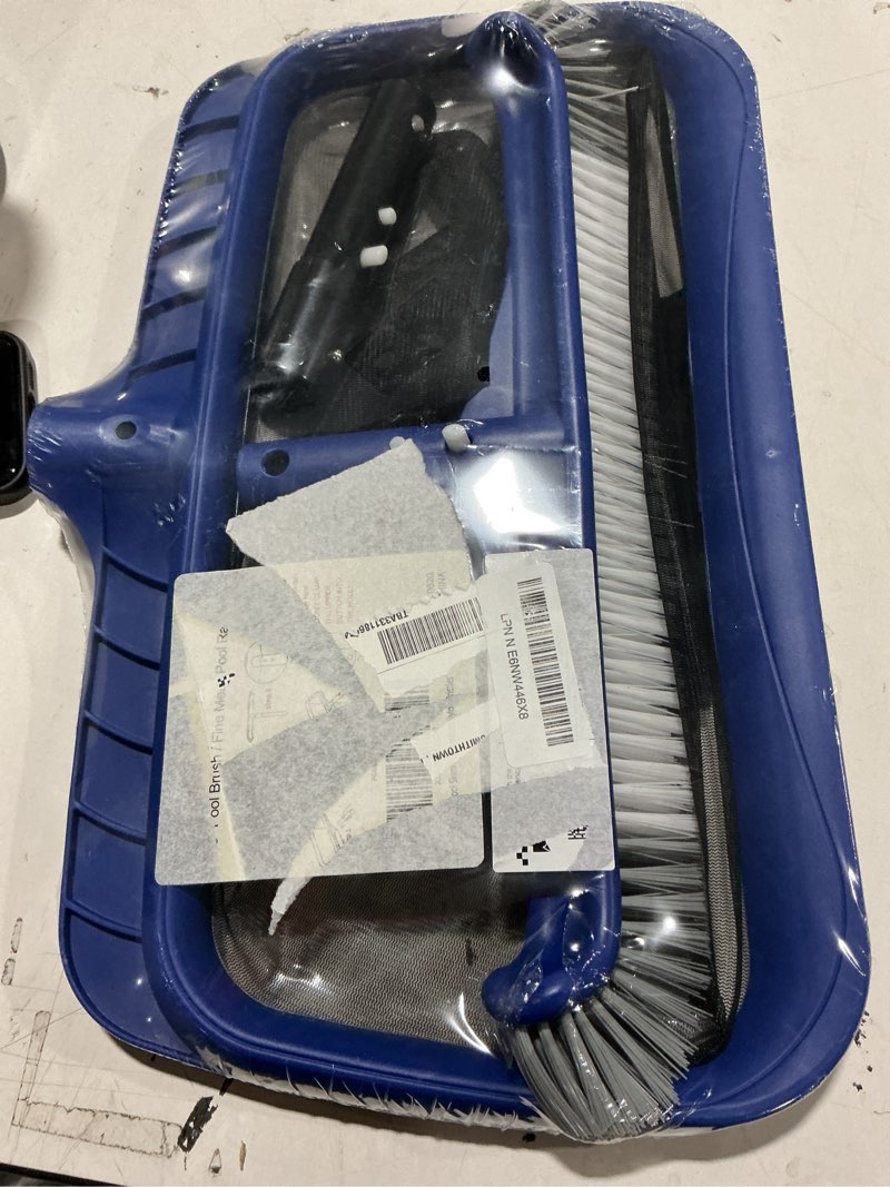 Condition photo showing New/Like New for fine mesh pool skimmer net & pool brush kit, durable pool cleaning kit includes pool net skimmer with sturdy frame &17.5" professional pool brush head for inground pools & above ground pools skimmer & brush