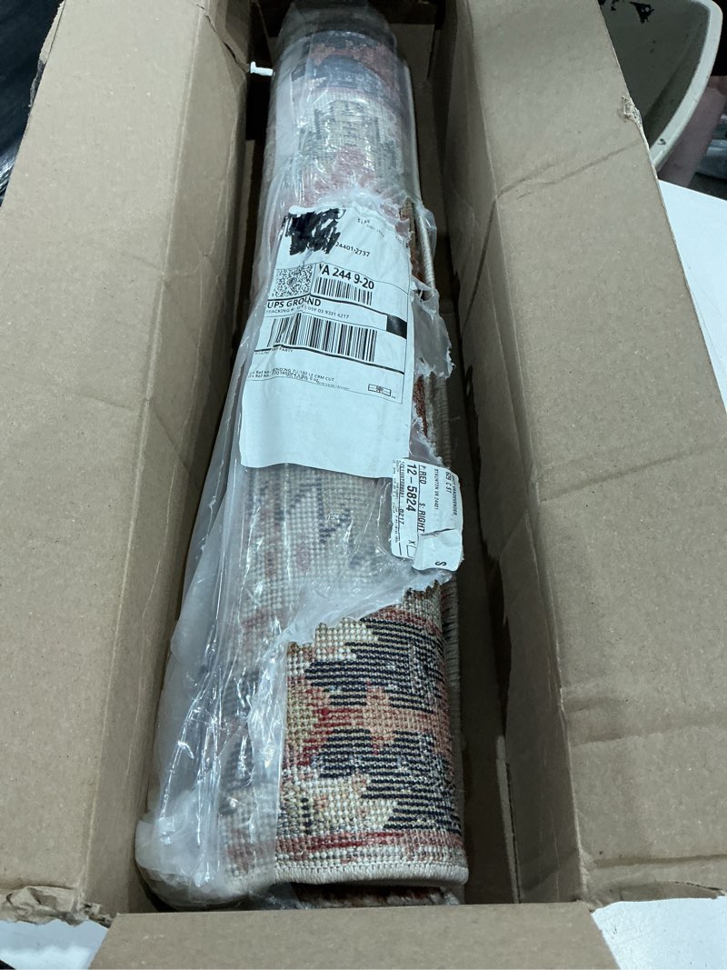Condition photo showing Good Condition for well woven custom size hallway stair runner - choose your length - lizette red traditional medallion 26 inches wide x 5 feet long runner (26" x 5' runner) carpet 2'2" x 5' (runner) red