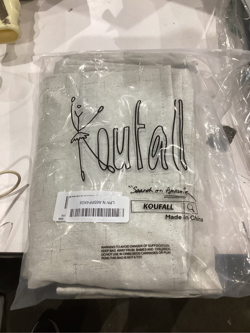 Condition photo showing New/Like New for KOUFALL Linen Half French Door Curtains for Window Set of 2 Blackout Short 40 Inch Length Privacy Small Curtains for Front Back Door Glass Window Kitchen 36"W x 40"L (Pack of 2) Cream Beige