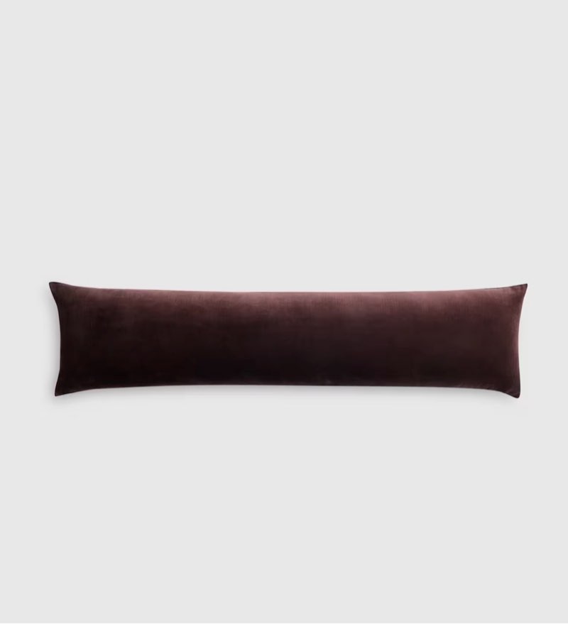quince cotton velvet oversized lumbar pillow cover 12”x48” espresso