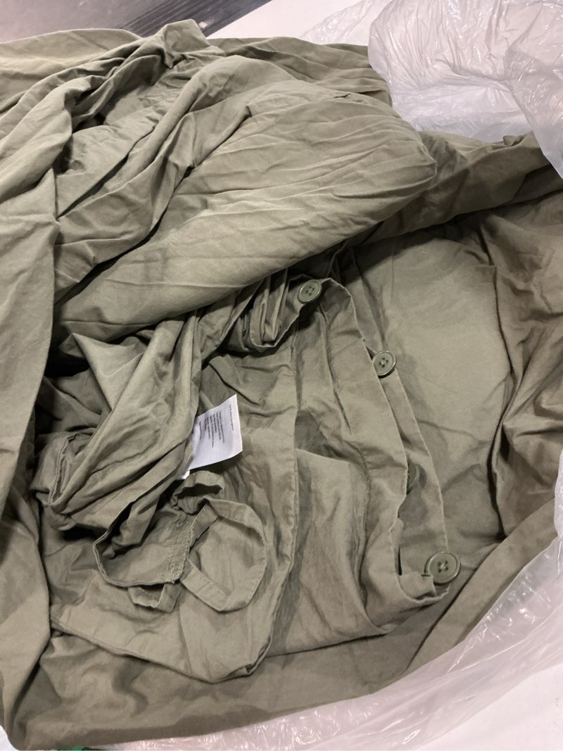Condition photo showing Good Condition for organic crisp percale duvet cover, full/queen, dusty olive
