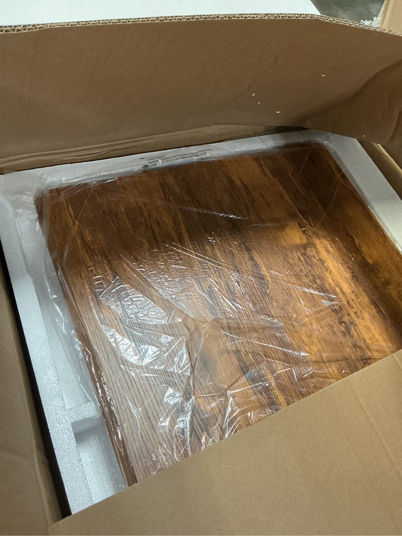 Condition photo showing New/Like New for similar mobile standing desk with drawer, 28\" rolling desk with cup holder and hooks, portable laptop workstation on wheels, height adjustable cart with storage for home office, dark wood dark wood 28\"