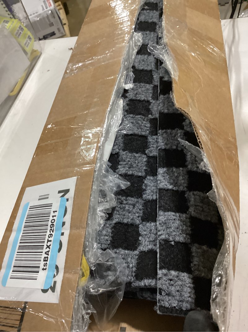 Condition photo showing Good Condition for custom size backed non-slip area rugs runner, easy clean, waterproof runner rugs for hallway entryway, kitchen, laundry, 2ft x 6ft, gray checkered gray checkered 2ft*6ft