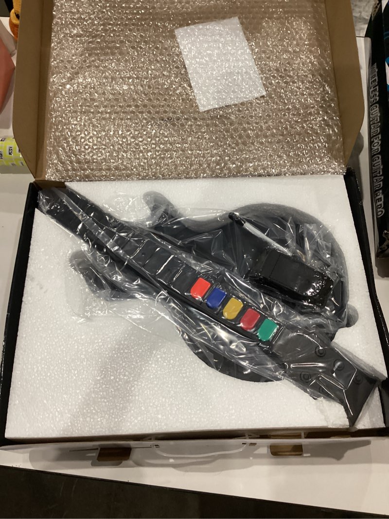 Condition photo showing As Is for Guitar for Guitar Hero Wii and Rock Band 2 Wii U Games, Color Black, with Strap
