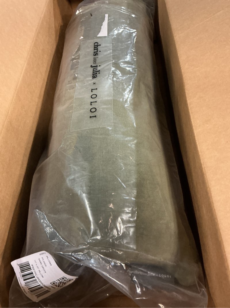 Condition photo showing Good Condition for Loloi Chris Loves Julia Liza Collection PCJ0020 Dark Green 13'' x 35'' Cover w/Poly Pillow 13'' x 35'' Cover w/Poly Dark Green