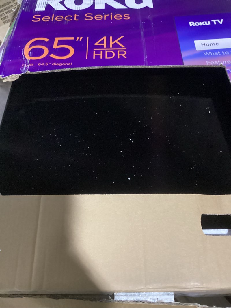 Condition photo showing As Is for Roku Smart TV 2025 – 65-Inch Select Series, 4K HDR TV – RokuTV with Enhanced Voice Remote – Flat Screen LED Television with Wi-Fi for Streaming Live Local News, Sports, Family Entertainment TV only 65"