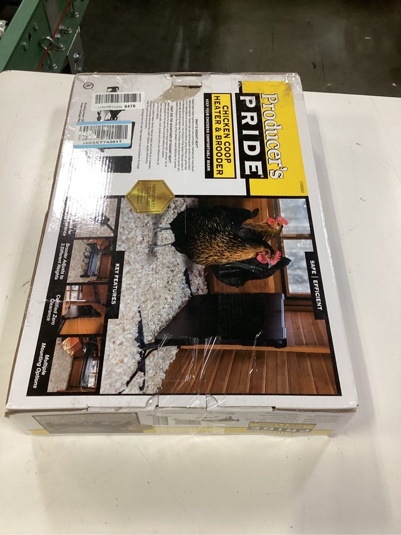 Condition photo showing New/Like New for farm innovators 2-in-1 radiant 200-watt chicken coop panel heater converts to 50w brooder heater for chicks, free standing or can be wall mounted, hung or used horizontally