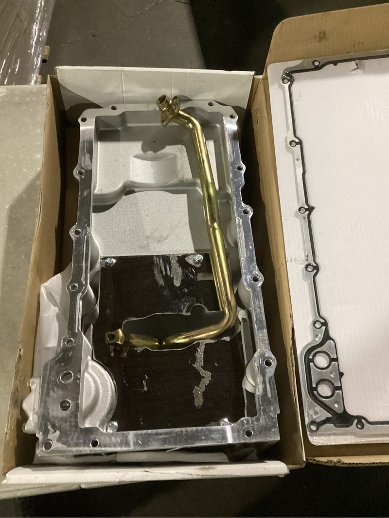 Condition photo showing As Is for 302-1 ls swap retrofit aluminum oil pan kit compatible with 1955-1987 gm muscle classic car truck ls1 ls6 ls2 ls3 ls6 lsx 4.8l, 5.3l, 5.7l, 6.0l, 6.2l engines 302-1 oil pan