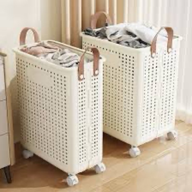 multi-functional collapsible dirty clothes hamper with wheels plastic laundry hamper for bedroom, ba