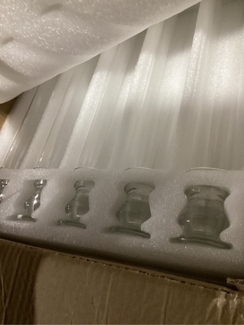 Condition photo showing New/Like New for 20 pack glass hurricane candle holders 12.6" open ended candlestick holder tubes clear bottomless cylinders suitable taper led candles for wedding party christmas table centerpiece decor