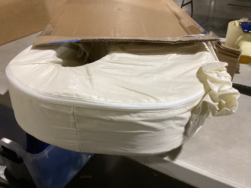 Condition photo showing Good Condition for My Brest Friend Deluxe Organic Nursing Pillow 100% Organic Cotton Slipcover Ergonomic Breastfeeding Pillows Supports Both Mom and Baby Breastfeeding Essentials Handy Side Pocket Cream Organic Cream