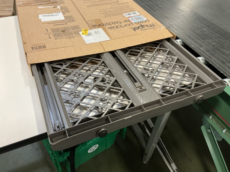Condition photo showing New/Like New for MYPET North States Paws Portable Pet Gate: 26-40" Wide. Pressure Mount. No Tools Needed. Made in USA, 23" Tall, Expandable, Durable Dog Gates for Doorways, Fieldstone Gray