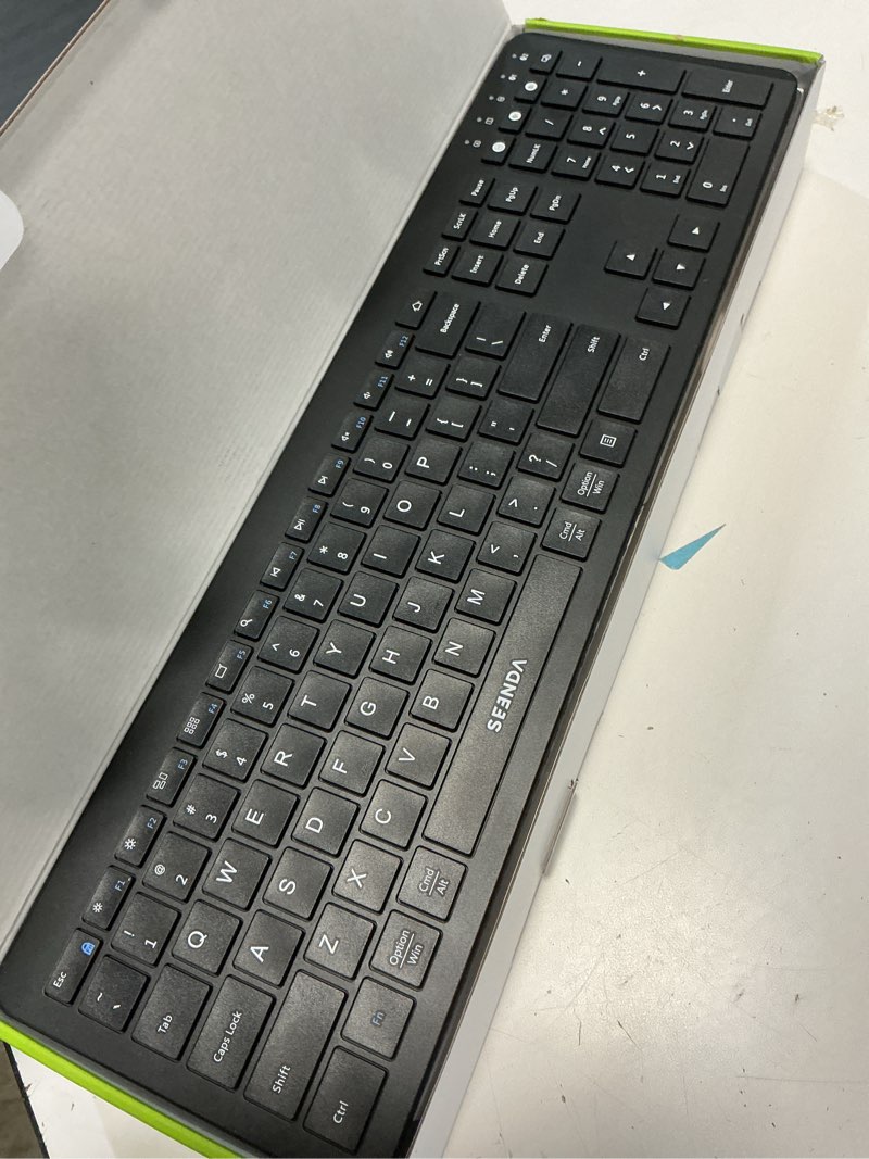 Condition photo showing Good Condition for seenda bluetooth keyboard and mouse combo, coe300 wireless keyboard mouse, 3 multi-device connection full size ultra-slim keyboard with number pad for mac, windows, laptop, pc, ipad, black