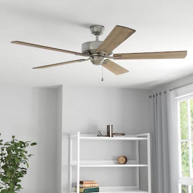 Harbor Breeze Cypress Point 52-in Downrod or Flush Mount Brushed Nickel with Maple/Cherry