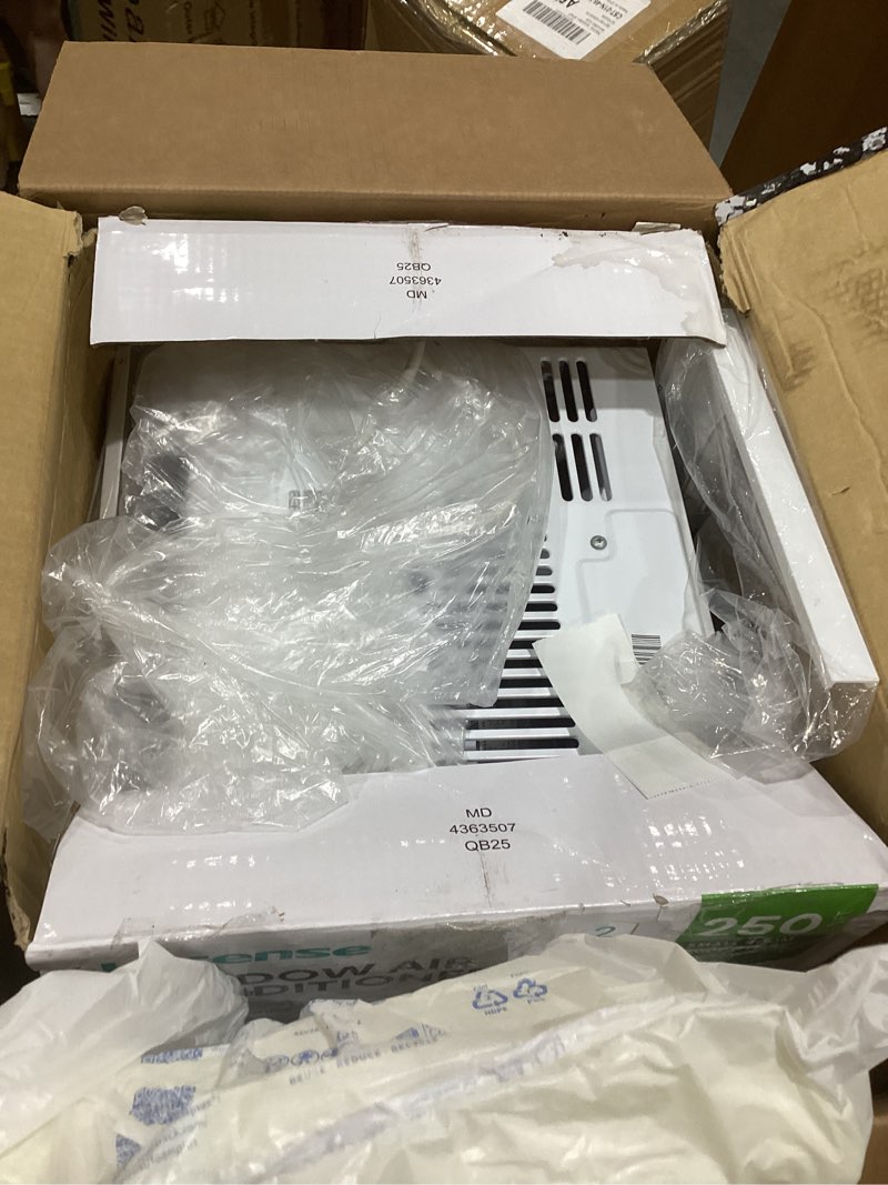 Condition photo showing As Is for hisense 6,000 btu window air conditioner, easy installation,ultra quiet, easy-to-install window kit included, 2 years warranty