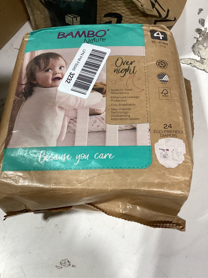 Condition photo showing New/Like New for bambo nature overnight baby diapers (size 3 to 6), size 4, 24 count size 4 24