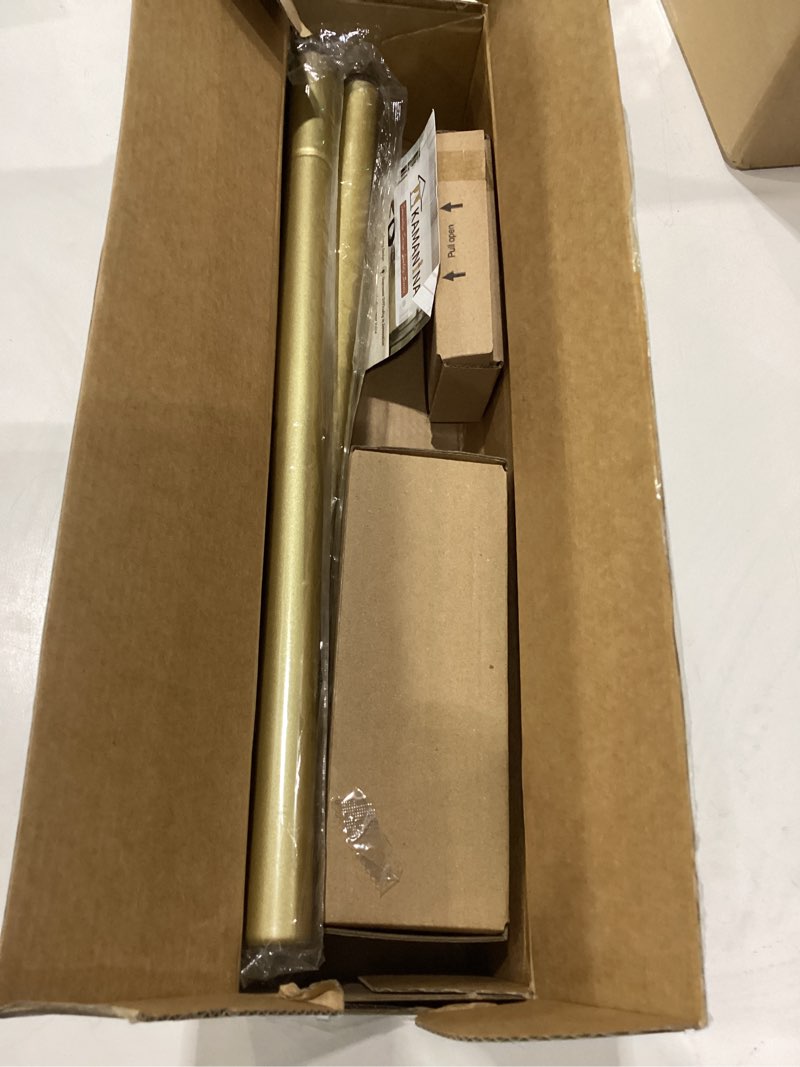 Condition photo showing New/Like New for kamanina gold curtain rod 32 to 58 inch(2.6-4.8ft), 7/8 inch single adjustable curtain rods for windows 28 to 48, decorative drapery rods with netted texture finials warm gold 32-58"