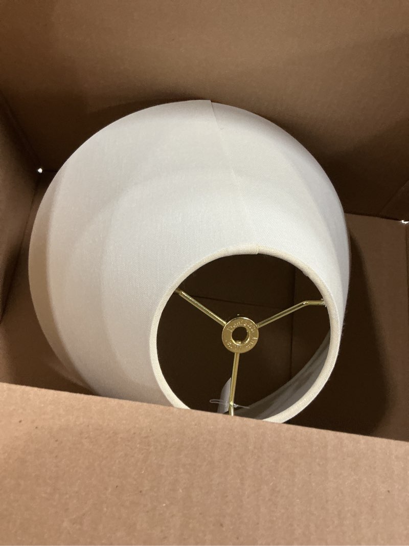 Condition photo showing Good Condition for royal designs, inc. coolie empire hardback lamp shade, hb-607-14lneg, linen eggshell, 5 x 14 x 9.5 5 x 14 x 9.5 linen eggshell