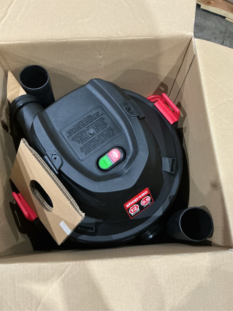 Condition photo showing Good Condition for shop-vac 12-gallon 5.5 hp corded wet/dry shop vacuum with accessories included