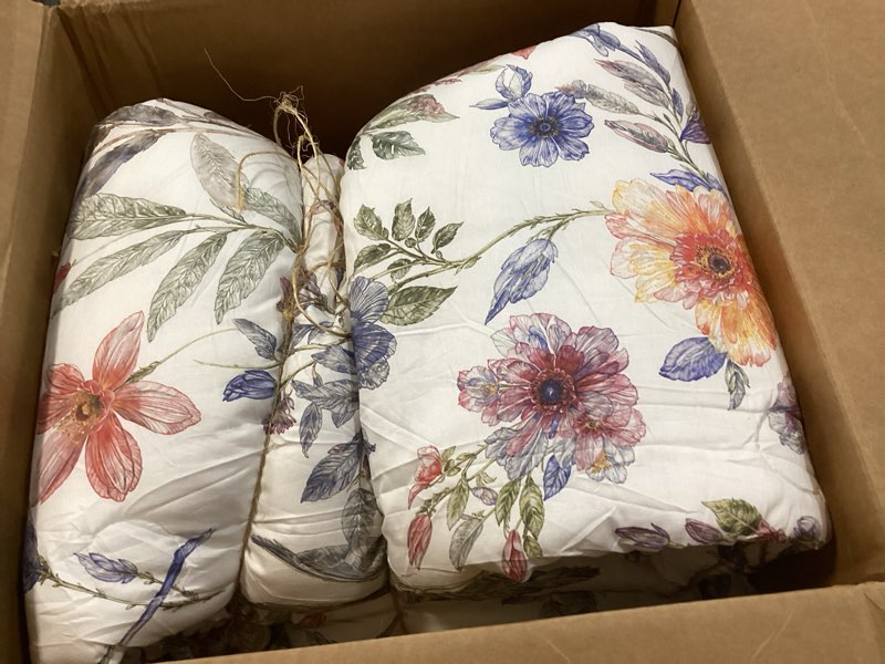 Condition photo showing Good Condition for bedorm 100% cotton floral comforter set king bedding set orange flower green leaf botanical comforter extra soft breathable cotton bed set french country style muticolor-02 king
