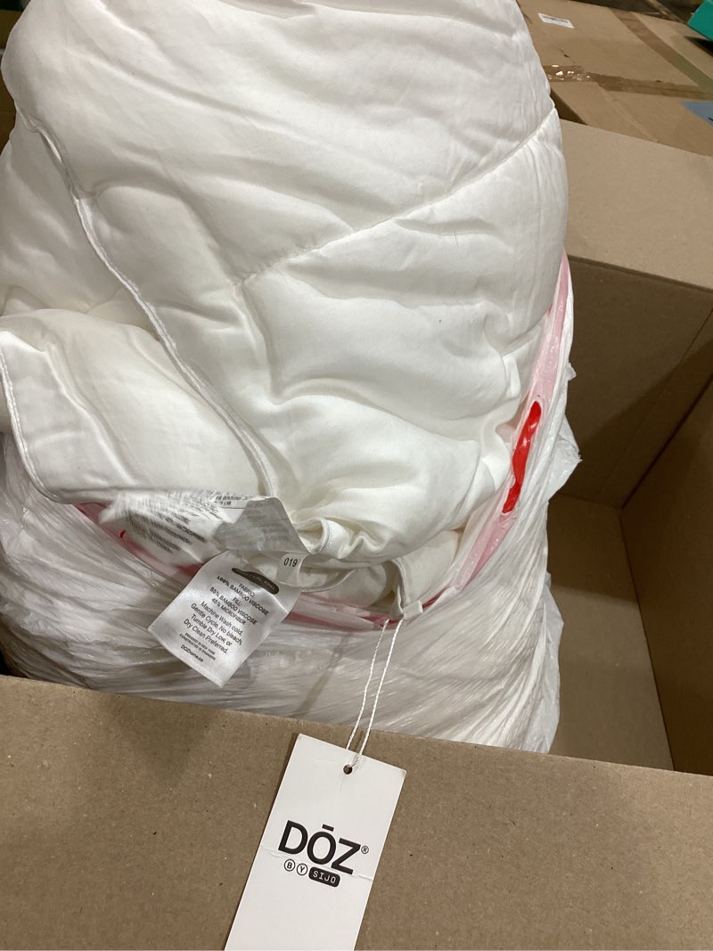 Condition photo showing As Is for doz all season cooling comforter, 100% viscose derived from bamboo, breathable, lightweight, soft, down alternative duvet insert, 8 loops, 106"x90" (king/cal king)