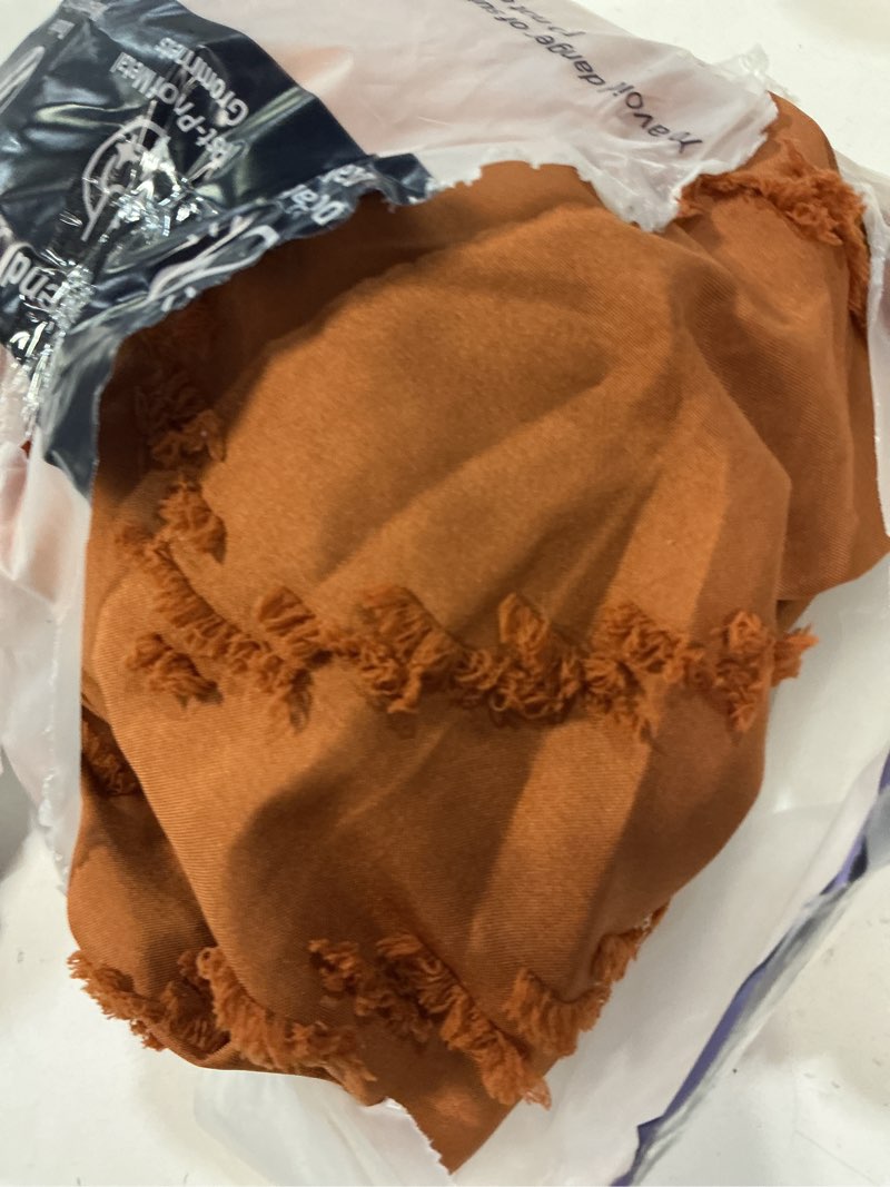 Condition photo showing Good Condition for Orange Shower Curtain 72 x 72 Vintage Farmhouse Textured Tufted Chevron Striped Minimalist Bathroom Shower Curtain Orange 72"W x 72"L (Pack of 1)