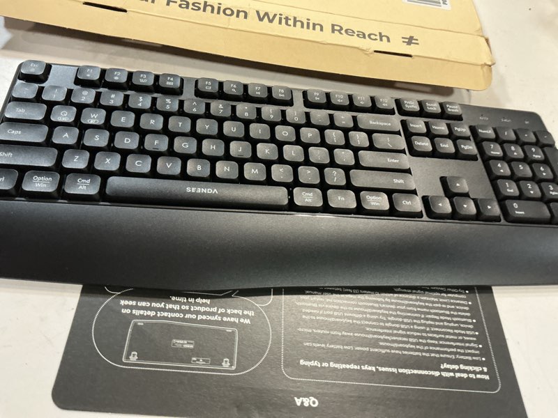 Condition photo showing As Is for seenda Wireless Bluetooth Keyboard and Mouse Combo, COE200 Ergonomic Wireless Keyboard Mouse with Wrist Rest, Multi-Device Connection, Full-Size, Compatible for Computer/Laptop/Mac/MacBook, Black